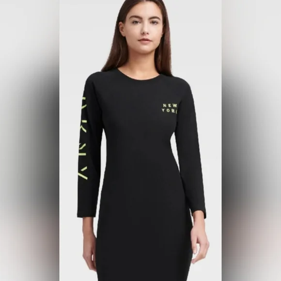 DKNY Women's Sport Shadow-Logo Dress Black Size Small